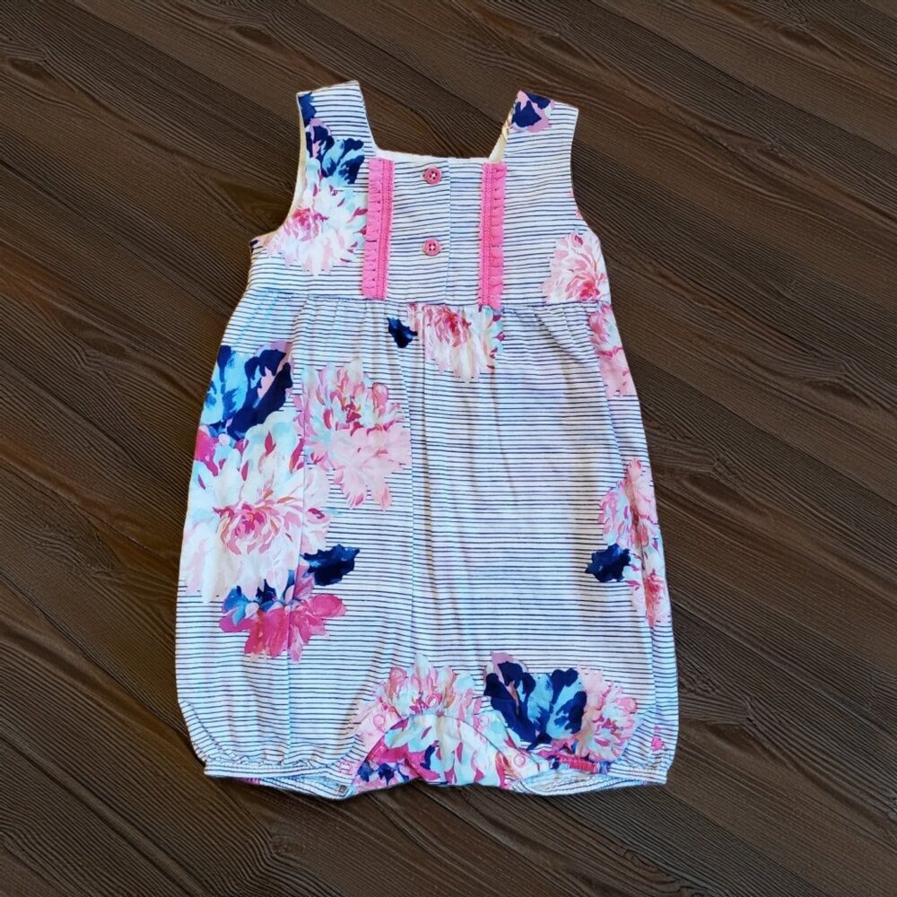 Joules Striped Floral Romper Size 12-18m